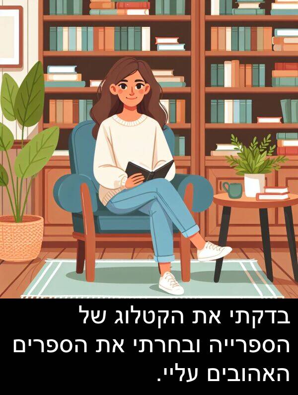 בדקתי: בדקתי את הקטלוג של הספרייה ובחרתי את הספרים האהובים עליי.
