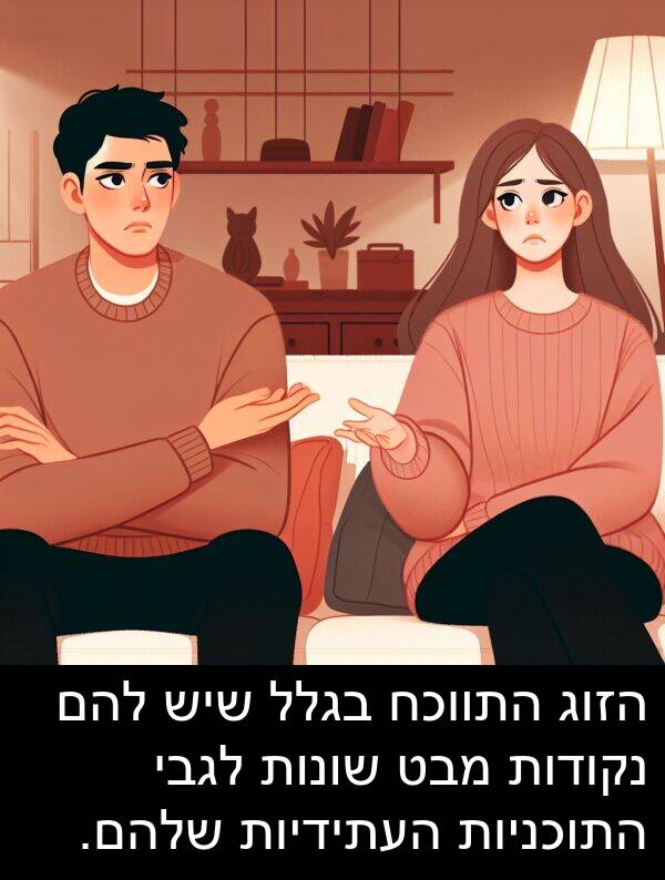 מבט: הזוג התווכח בגלל שיש להם נקודות מבט שונות לגבי התוכניות העתידיות שלהם.
