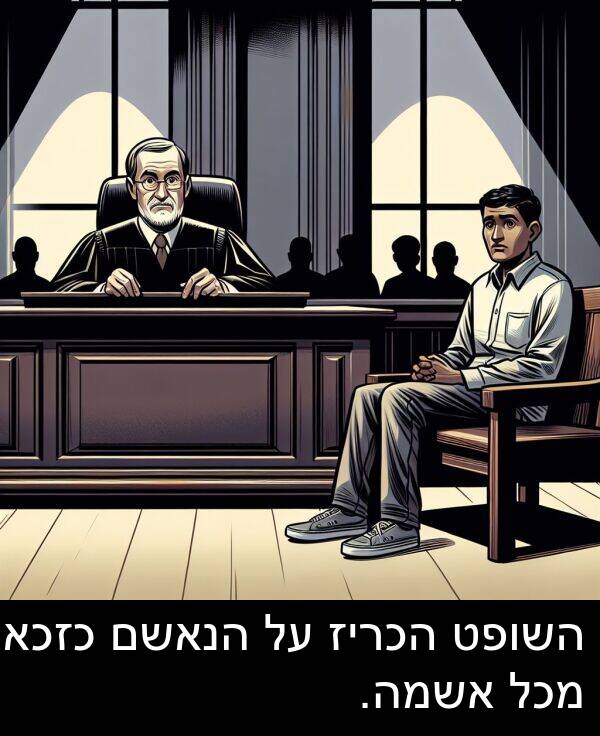 אשמה: השופט הכריז על הנאשם כזכאי מכל אשמה.
