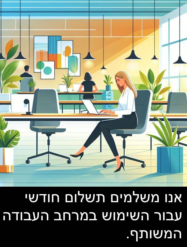 עבור: אנו משלמים תשלום חודשי עבור השימוש במרחב העבודה המשותף.