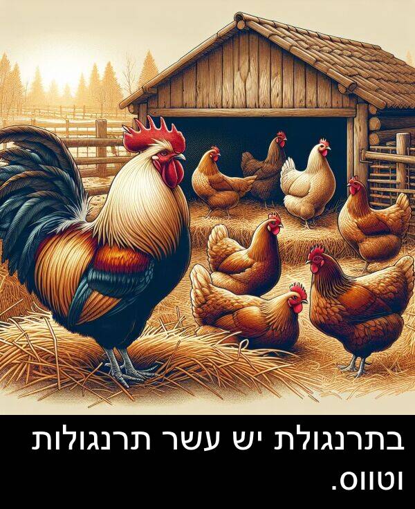 עשר: בתרנגולת יש עשר תרנגולות וטווס.