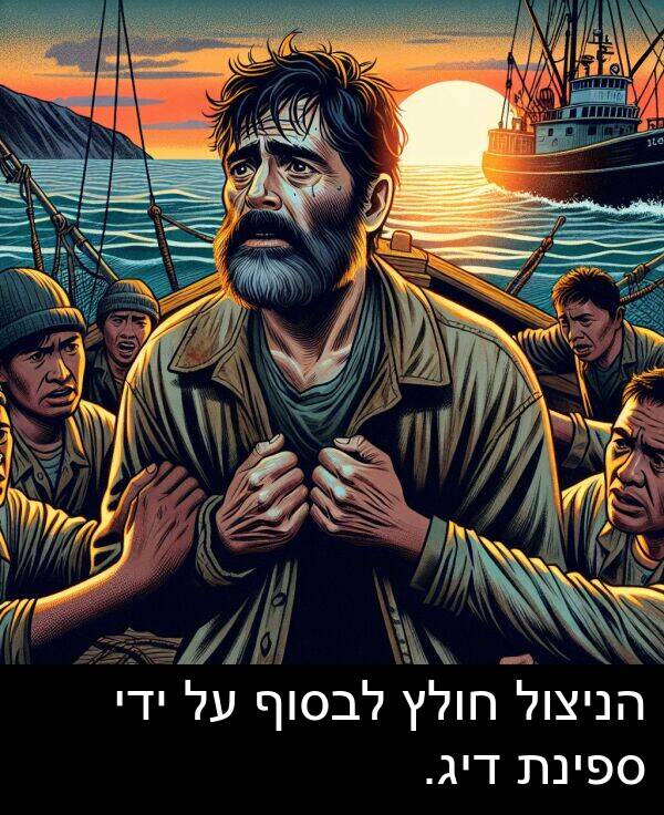 דיג: הניצול חולץ לבסוף על ידי ספינת דיג.