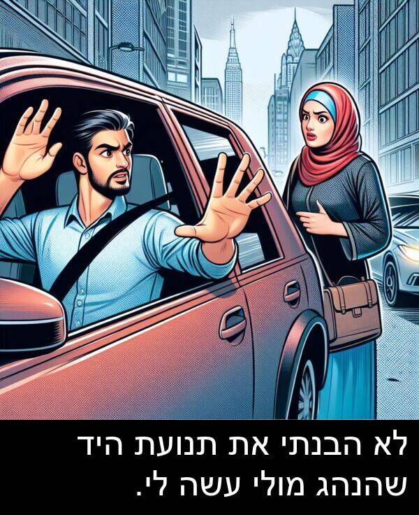 עשה: לא הבנתי את תנועת היד שהנהג מולי עשה לי.