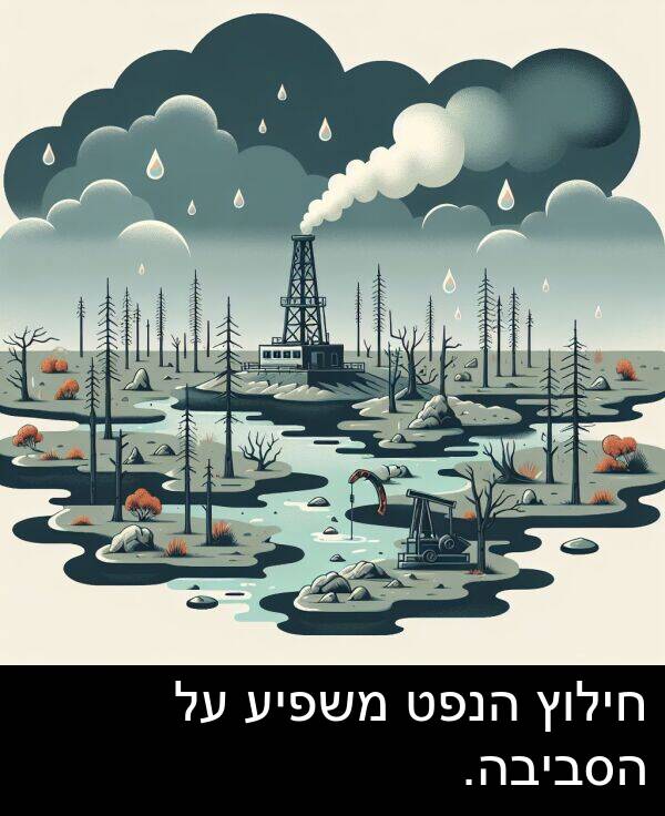 משפיע: חילוץ הנפט משפיע על הסביבה.