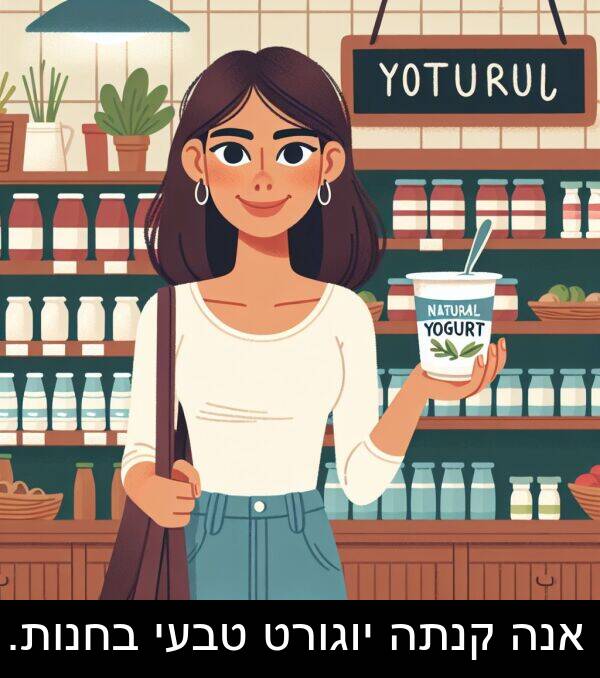 טבעי: אנה קנתה יוגורט טבעי בחנות.