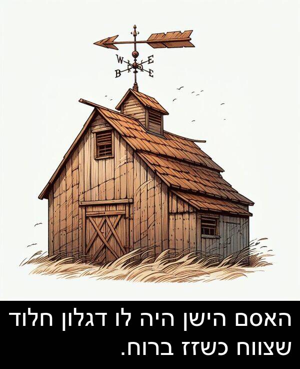דגלון: האסם הישן היה לו דגלון חלוד שצווח כשזז ברוח.