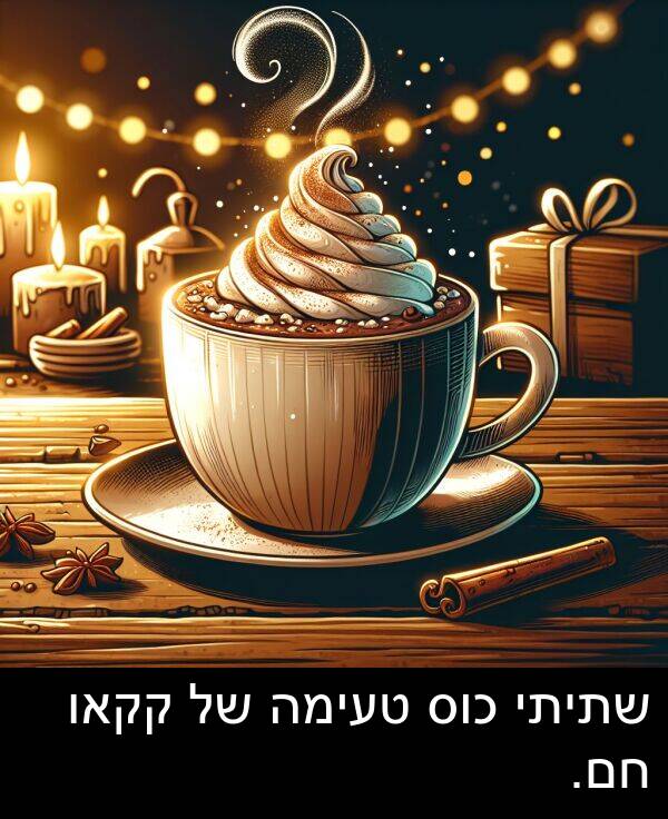 טעימה: שתיתי כוס טעימה של קקאו חם.