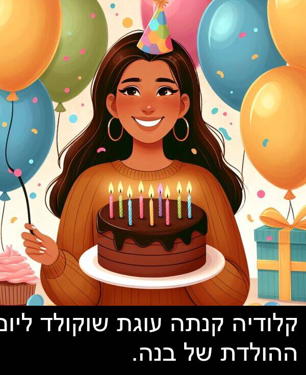 קלודיה: קלודיה קנתה עוגת שוקולד ליום ההולדת של בנה.