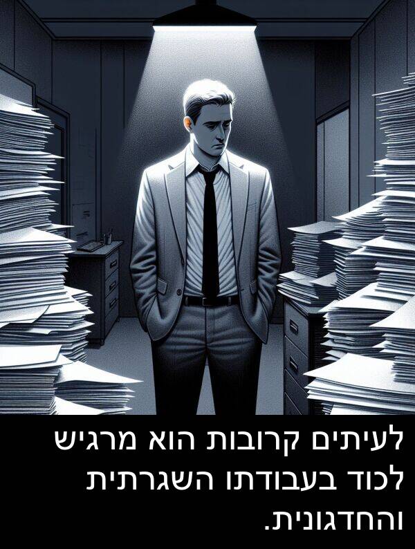 קרובות: לעיתים קרובות הוא מרגיש לכוד בעבודתו השגרתית והחדגונית.