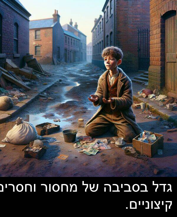 גדל: גדל בסביבה של מחסור וחסרים קיצוניים.