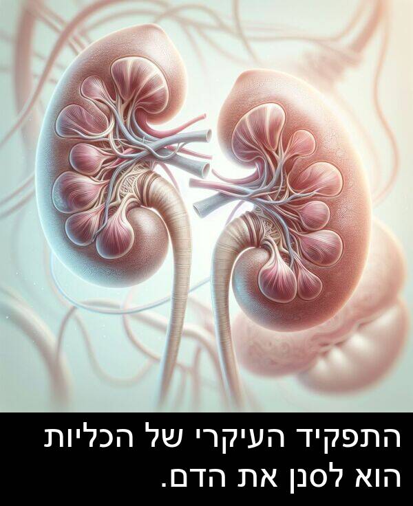 הדם: התפקיד העיקרי של הכליות הוא לסנן את הדם.