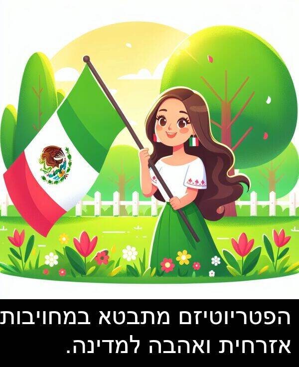 אזרחית: הפטריוטיזם מתבטא במחויבות אזרחית ואהבה למדינה.