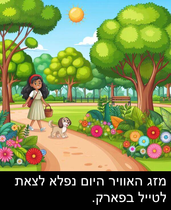 נפלא: מזג האוויר היום נפלא לצאת לטייל בפארק.
