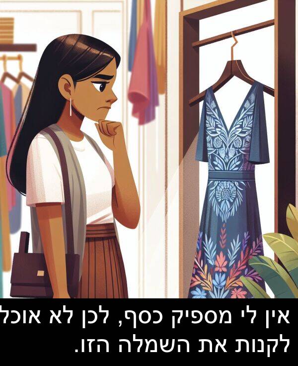 אין: אין לי מספיק כסף, לכן לא אוכל לקנות את השמלה הזו.