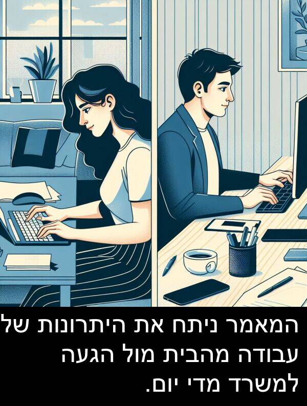 מדי: המאמר ניתח את היתרונות של עבודה מהבית מול הגעה למשרד מדי יום.