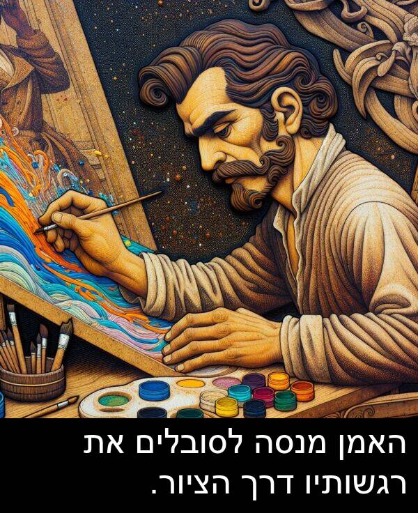 דרך: האמן מנסה לסובלים את רגשותיו דרך הציור.