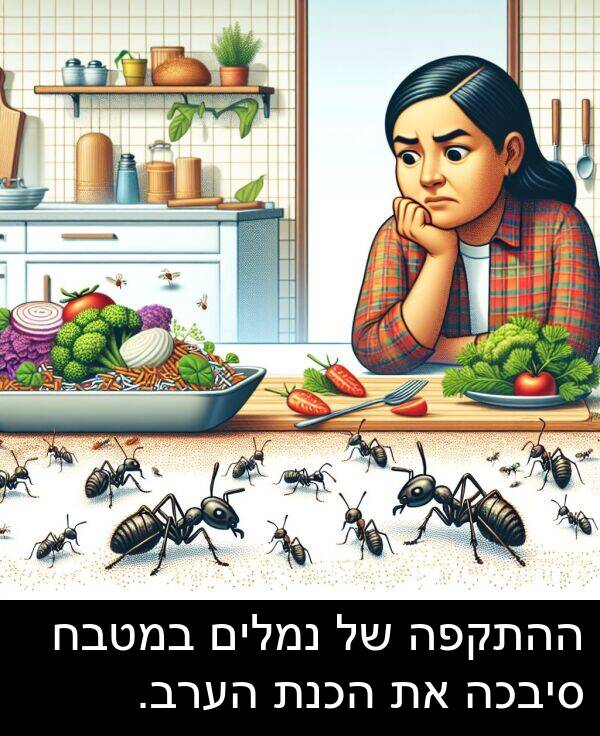 סיבכה: ההתקפה של נמלים במטבח סיבכה את הכנת הערב.