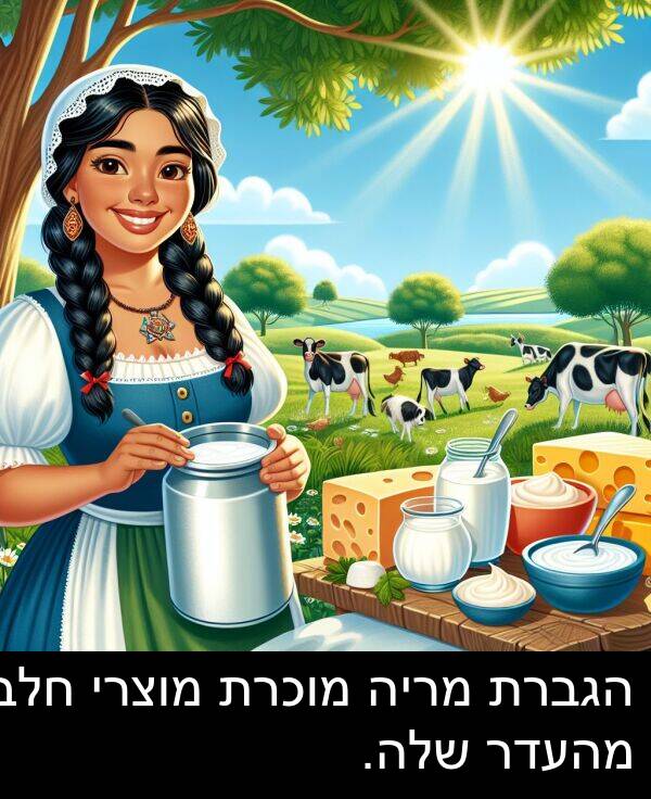 חלב: הגברת מריה מוכרת מוצרי חלב מהעדר שלה.