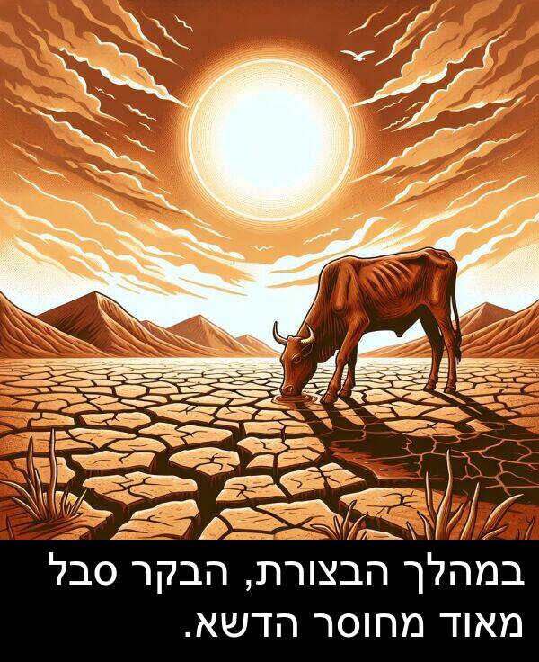 סבל: במהלך הבצורת, הבקר סבל מאוד מחוסר הדשא.
