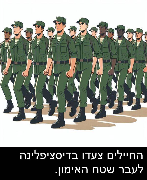 צעדו: החיילים צעדו בדיסציפלינה לעבר שטח האימון.