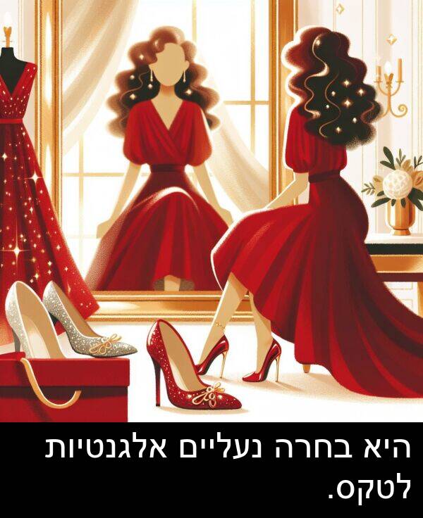 נעליים: היא בחרה נעליים אלגנטיות לטקס.
