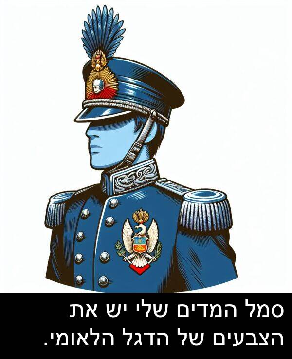 סמל: סמל המדים שלי יש את הצבעים של הדגל הלאומי.