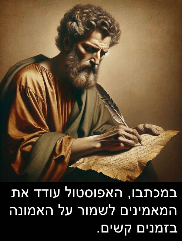 קשים: במכתבו, האפוסטול עודד את המאמינים לשמור על האמונה בזמנים קשים.