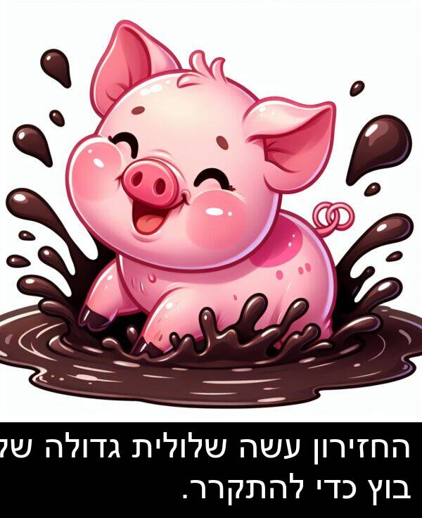 עשה: החזירון עשה שלולית גדולה של בוץ כדי להתקרר.
