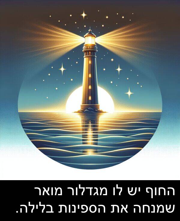 מגדלור: החוף יש לו מגדלור מואר שמנחה את הספינות בלילה.