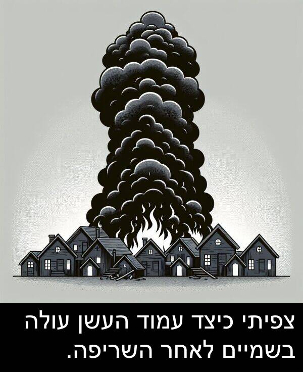 צפיתי: צפיתי כיצד עמוד העשן עולה בשמיים לאחר השריפה.