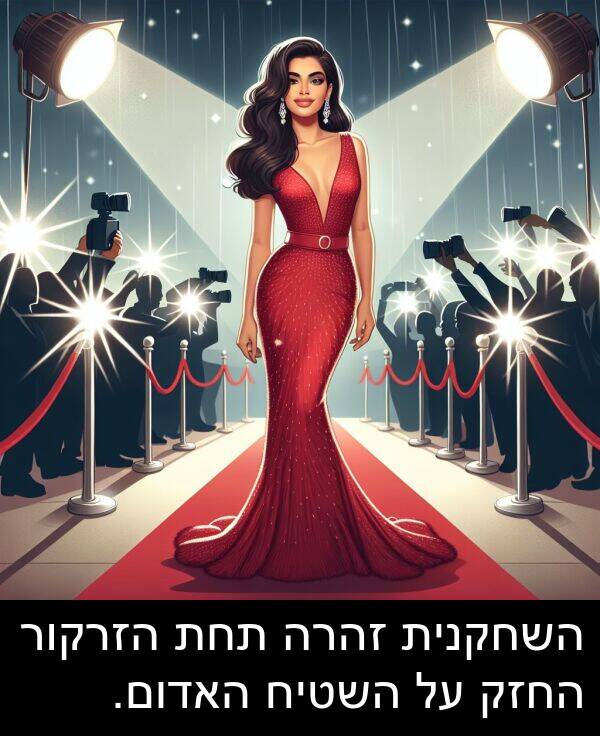 זהרה: השחקנית זהרה תחת הזרקור החזק על השטיח האדום.