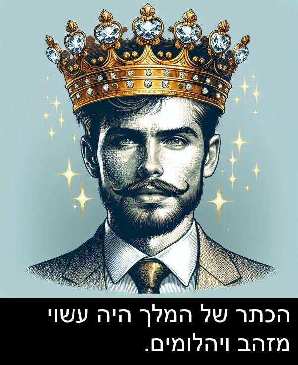 עשוי: הכתר של המלך היה עשוי מזהב ויהלומים.