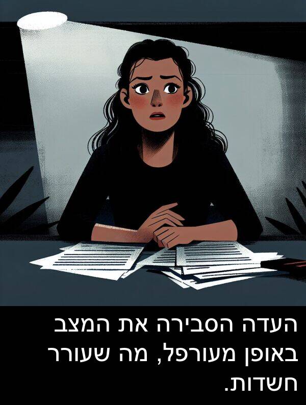 באופן: העדה הסבירה את המצב באופן מעורפל, מה שעורר חשדות.
