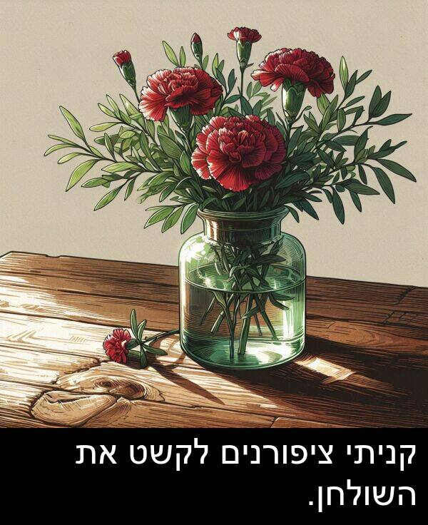 ציפורנים: קניתי ציפורנים לקשט את השולחן.