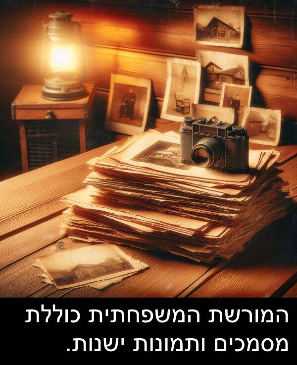 ישנות: המורשת המשפחתית כוללת מסמכים ותמונות ישנות.