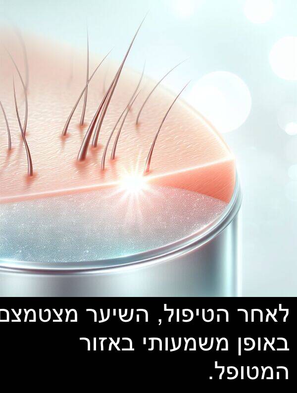 באופן: לאחר הטיפול, השיער מצטמצם באופן משמעותי באזור המטופל.