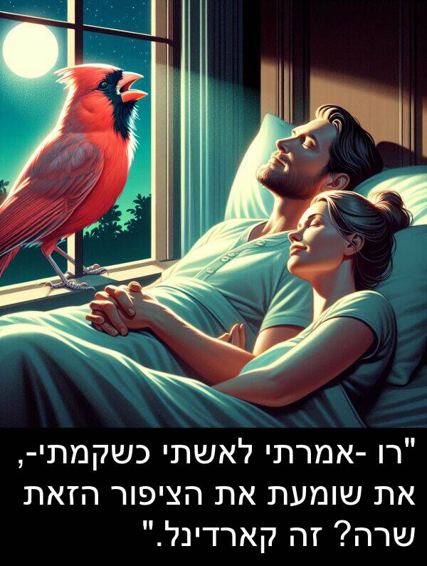 קארדינל: "רו -אמרתי לאשתי כשקמתי-, את שומעת את הציפור הזאת שרה? זה קארדינל."
