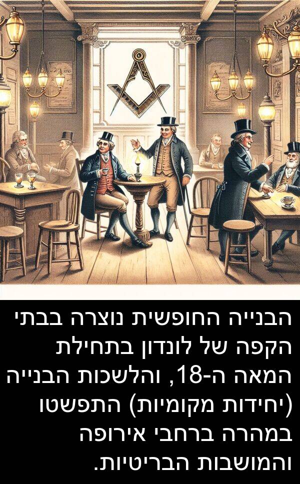 אירופה: הבנייה החופשית נוצרה בבתי הקפה של לונדון בתחילת המאה ה-18, והלשכות הבנייה (יחידות מקומיות) התפשטו במהרה ברחבי אירופה והמושבות הבריטיות.