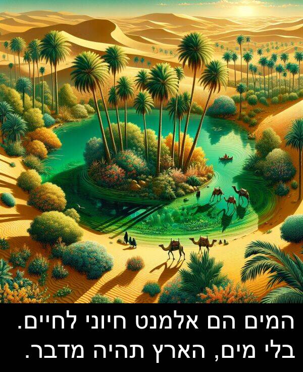מדבר: המים הם אלמנט חיוני לחיים. בלי מים, הארץ תהיה מדבר.