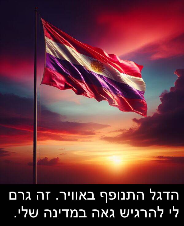 באוויר: הדגל התנופף באוויר. זה גרם לי להרגיש גאה במדינה שלי.