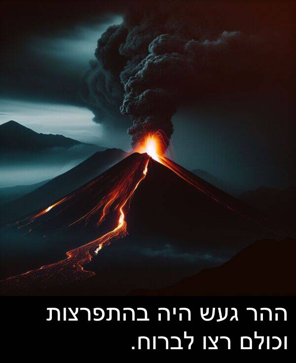 בהתפרצות: ההר געש היה בהתפרצות וכולם רצו לברוח.