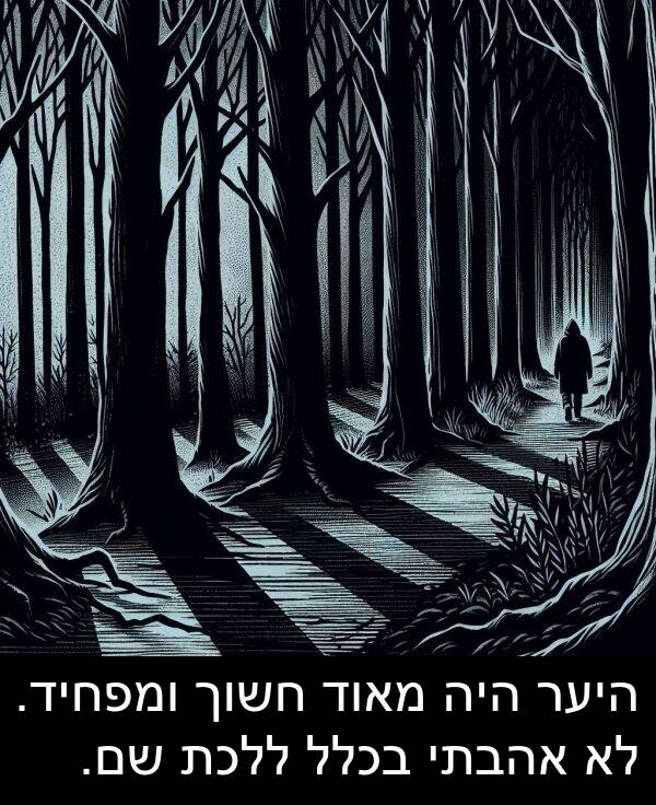 אהבתי: היער היה מאוד חשוך ומפחיד. לא אהבתי בכלל ללכת שם.