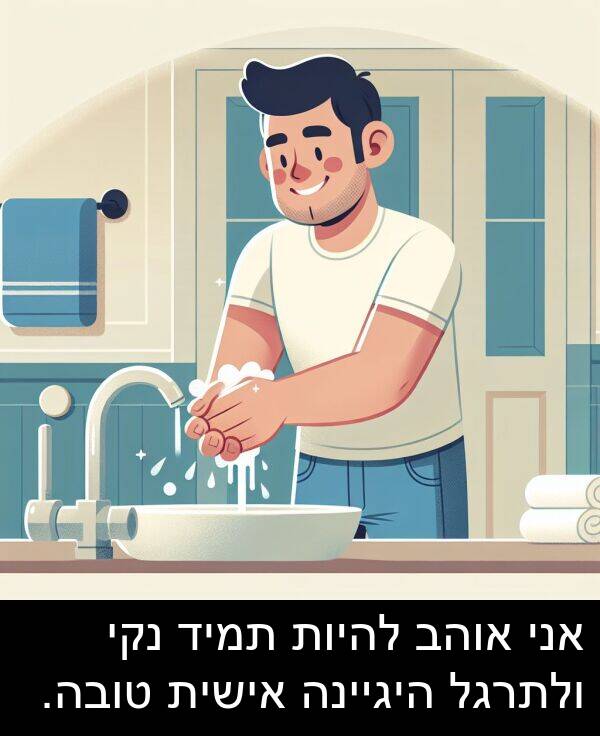 טובה: אני אוהב להיות תמיד נקי ולתרגל היגיינה אישית טובה.