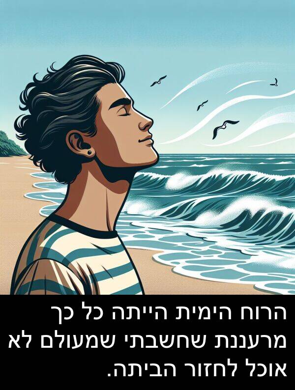 מרעננת: הרוח הימית הייתה כל כך מרעננת שחשבתי שמעולם לא אוכל לחזור הביתה.