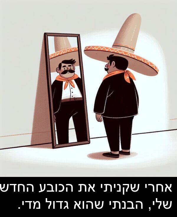מדי: אחרי שקניתי את הכובע החדש שלי, הבנתי שהוא גדול מדי.