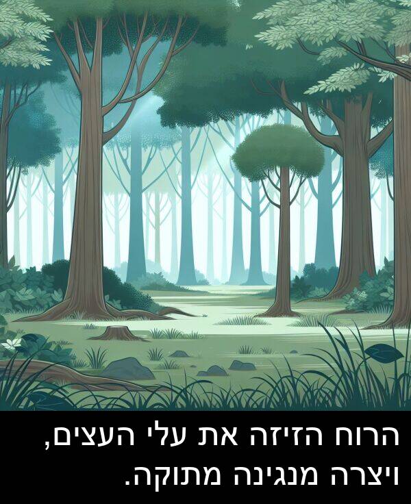 הרוח: הרוח הזיזה את עלי העצים, ויצרה מנגינה מתוקה.