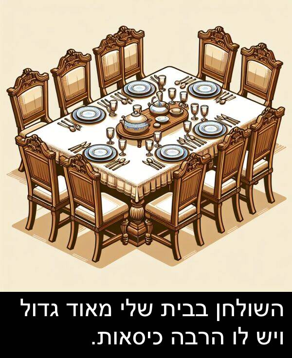 בבית: השולחן בבית שלי מאוד גדול ויש לו הרבה כיסאות.