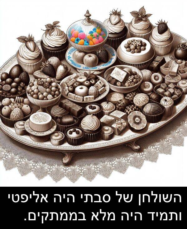 סבתי: השולחן של סבתי היה אליפטי ותמיד היה מלא בממתקים.