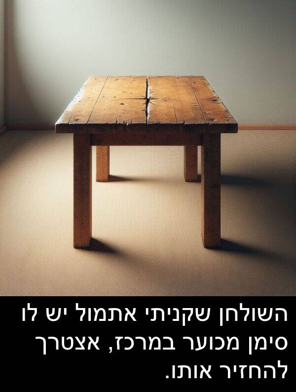 סימן: השולחן שקניתי אתמול יש לו סימן מכוער במרכז, אצטרך להחזיר אותו.
