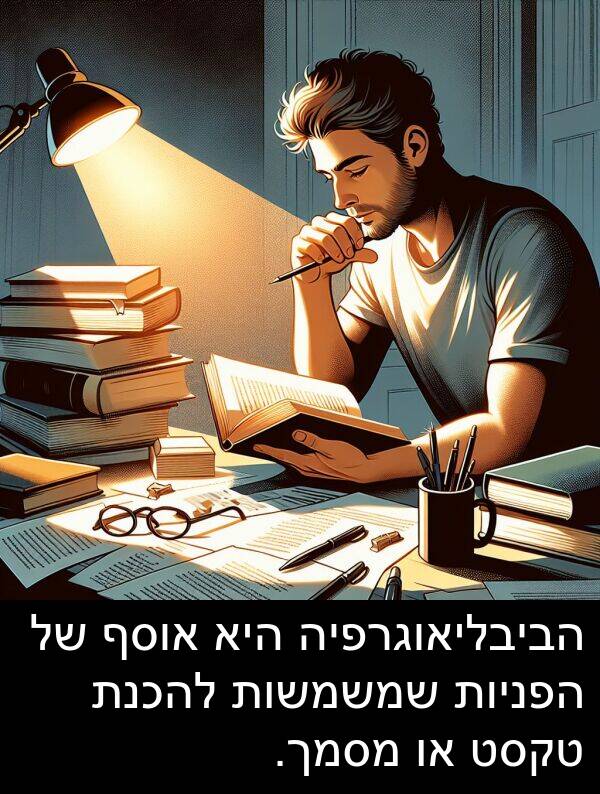 טקסט: הביבליאוגרפיה היא אוסף של הפניות שמשמשות להכנת טקסט או מסמך.